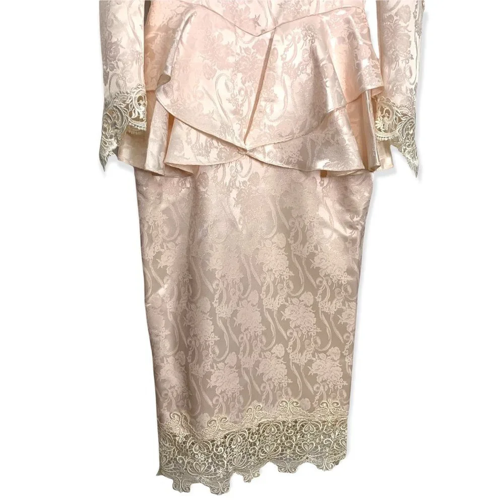 Vintage 90s Jessica McClintock Victorian Brocade Dress Medium - Picture 5 of 14